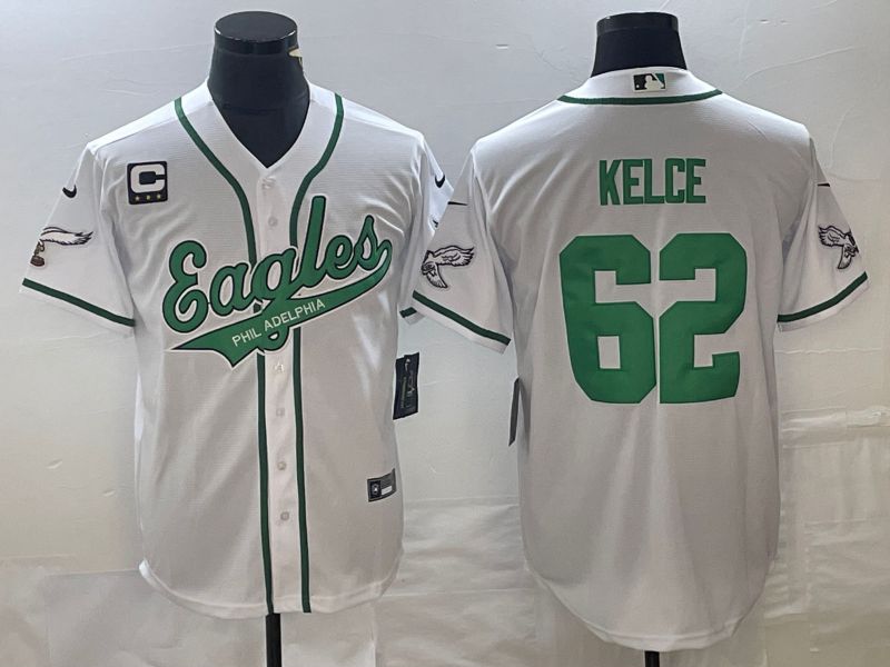 Men Philadelphia Eagles #62 Kelce White Co Branding Game NFL Jersey style 1->philadelphia eagles->NFL Jersey